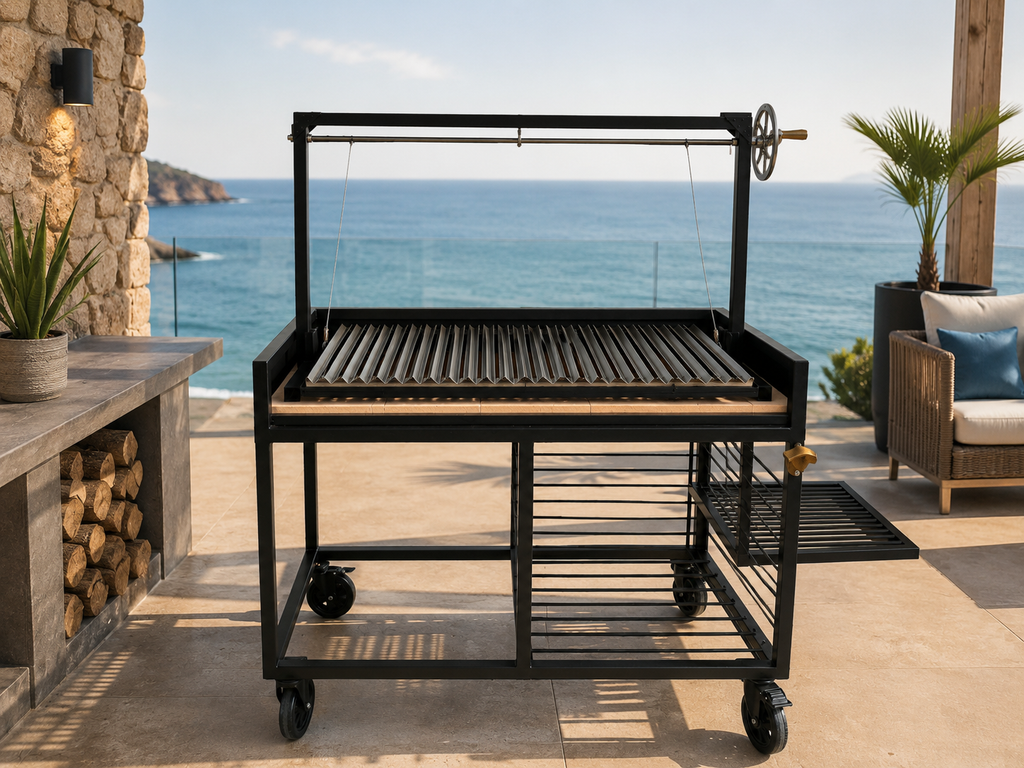 Parrilla Argentina Grill en V Modular #TallerDelBBQ | Sistema Elevable | Para Leña o Carbón | Estilo Santa María | Desmontable  | La Gaucha