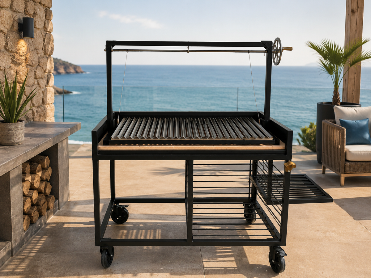 Parrilla Argentina Grill en V Modular #TallerDelBBQ | Sistema Elevable | Para Leña o Carbón | Estilo Santa María | Desmontable  | La Gaucha