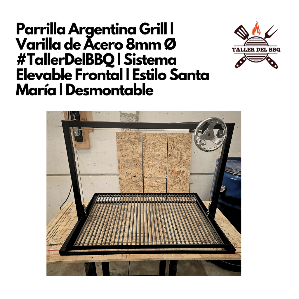 Parrilla Argentina Grill Modular Sistema Elevable Frontal |Tamaño S |70 × 50 × 60 cm #TallerDelBBQ | Estilo Santa María acero reforzado | Frontal, Más Espacio