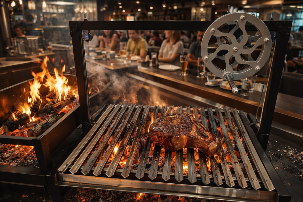 Parrilla Argentina Grill V Canal Recoge Grasas | Brasero Lateral #TallerDelBBQ | Sistema Elevable Frontal | Estilo Santa María | Desmontable
