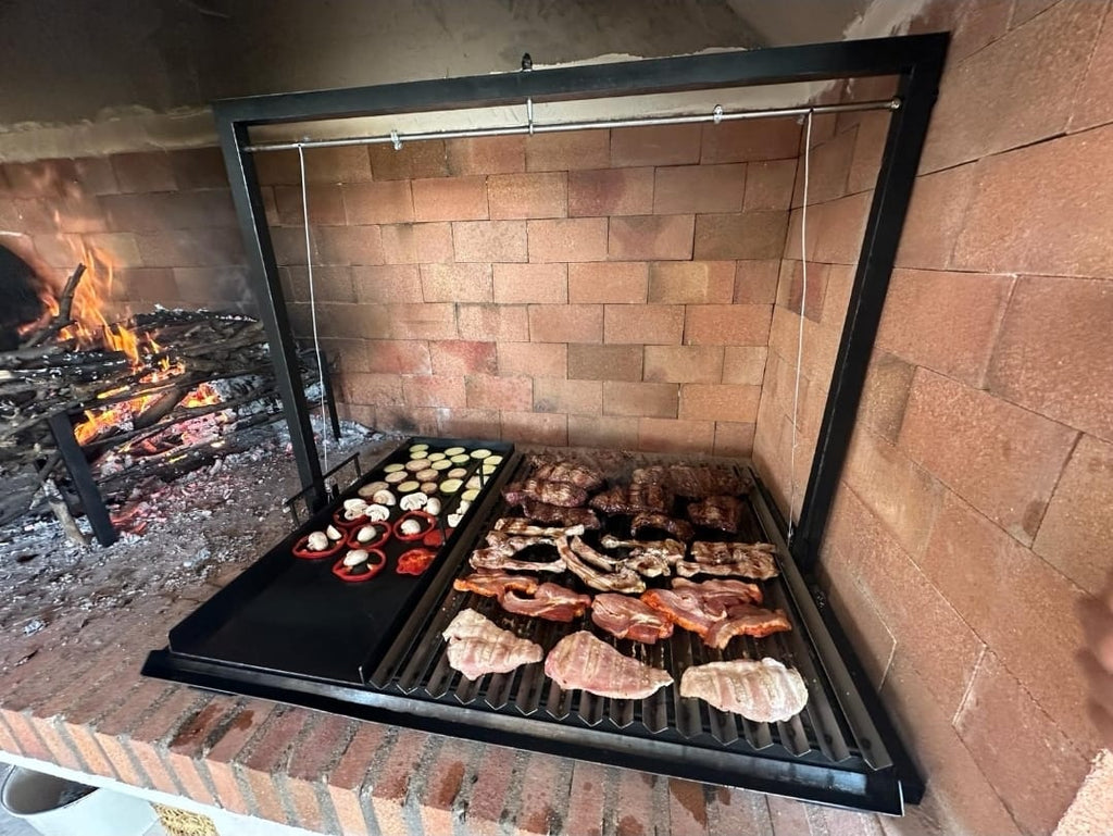 Parrilla Argentina Grill en V Modular #TallerDelBBQ | Sistema Elevable | Para Leña o Carbón | Estilo Santa María | Desmontable  | La Gaucha