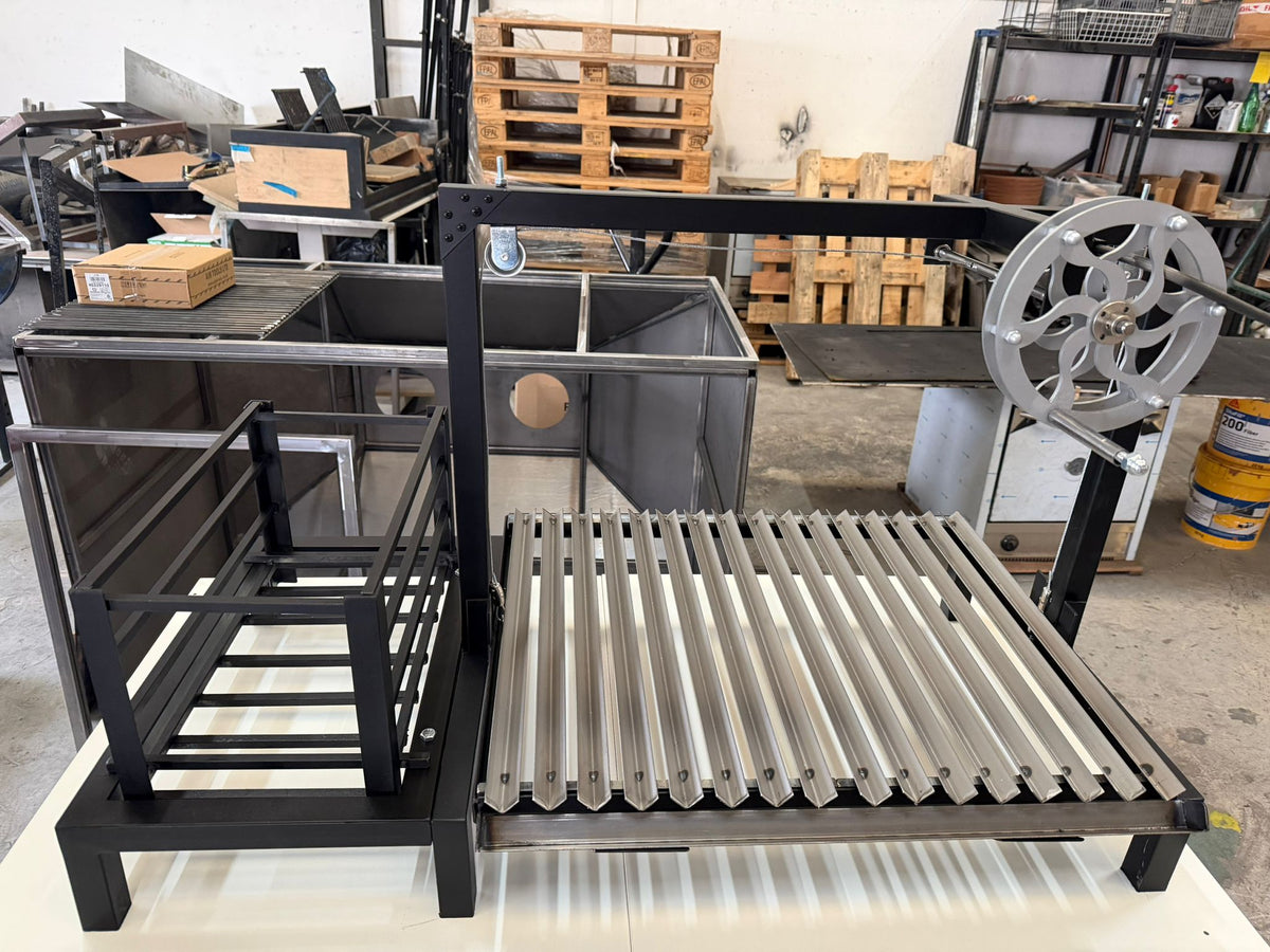 Parrilla Argentina Grill V Canal Recoge Grasas | Brasero Lateral #TallerDelBBQ | Sistema Elevable Frontal | Estilo Santa María | Desmontable
