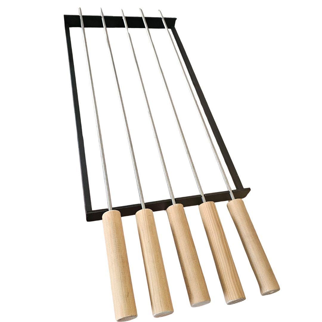 MasterGrill Stainless Steel BBQ Skewer Set (10-Pack) | 60 cm | Compatible with Wood & Charcoal Grills