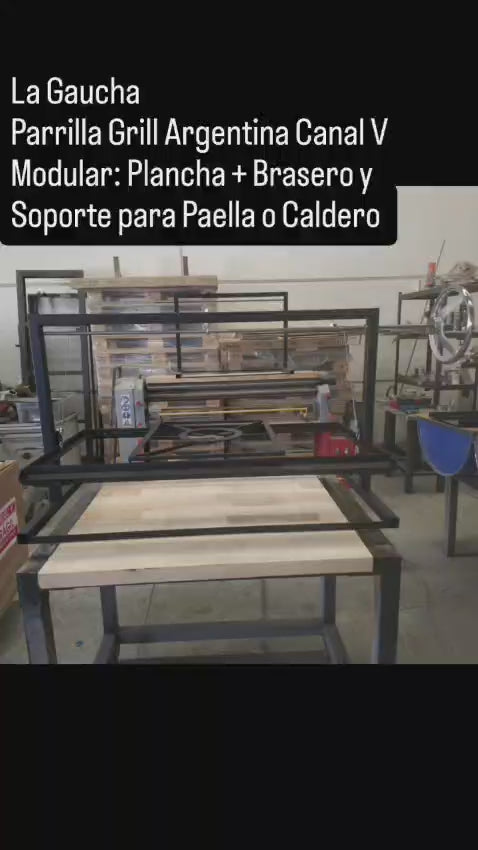 Parrilla Argentina Grill en V Modular #TallerDelBBQ | Sistema Elevable | Para Leña o Carbón | Estilo Santa María | Desmontable | La Gaucha